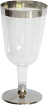 Luxe wijnglazen - Zilver/transparant - Kunststof - 180 ml - Herbruikbare wijnglazen - 12 stuks