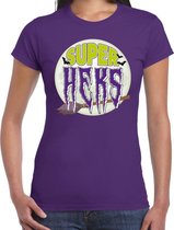 Halloween Super heks verkleed t-shirt paars voor dames XS