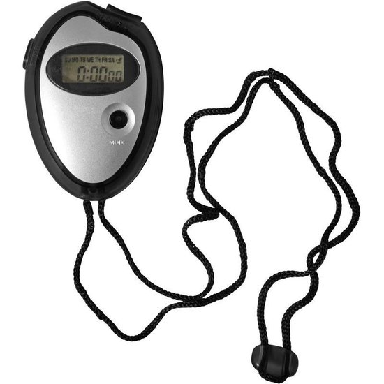 5x Voordelige digitale sport stopwatch zwart/metallic zilver - Merkloos