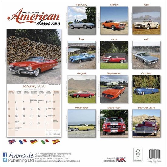 Auto kalender 2020 American Classic Cars - Auto fan - Maandkalenders