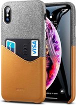 Let op type!! ESR Metro Series Soft Fabric + PU Leather Case for iPhone XS Max  with Card Slot(Brown)