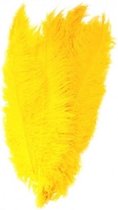 2x Grote veren/struisvogelveren geel 50 cm - Carnaval feestartikelen - Sierveren/decoratie veren - Charleston veren