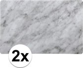 2x Placemat marmer grijs kunststof 43 x 28 cm - Onderlegger marmerprint tafeldecoratie