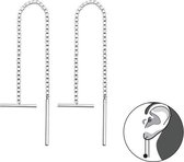 Zilver staaf oorhanger | Thread Through Bar Earrings | doortrekoorbellen | pull through oorbellen | oorketting | Zilverana | Sterling 925 Silver (Echt zilver)