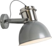 QAZQA industrial wl - Industriele Wandlamp met kap voor binnen - 1 lichts - D 375 mm - Grijs - Industrieel -  Woonkamer