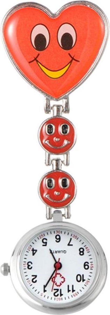 Fako® - Verpleegstershorloge - Zusterhorloge - Verpleegster Horloge - Hart Smile - Rood