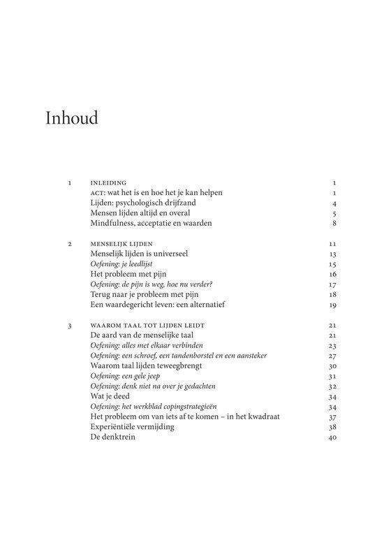 Pagina uit een boek met de sectie 'Inhoud' en de start van de inhoudsopgave.