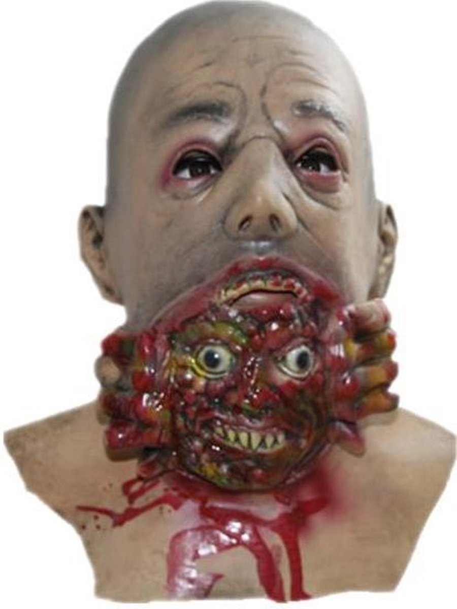 Witbaard Masker Zombie Inside Rubber Beige/rood One-size