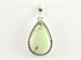 Bewerkte zilveren hanger met citroen chrysopraas
