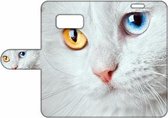 Geschikt voor Samsung Galaxy S8 Telefoonhoesje met Pasjes Witte Kat