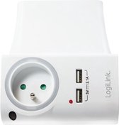 LogiLink Adapterstecker mit 2 USB-Ports mit Ladeschale, weiß