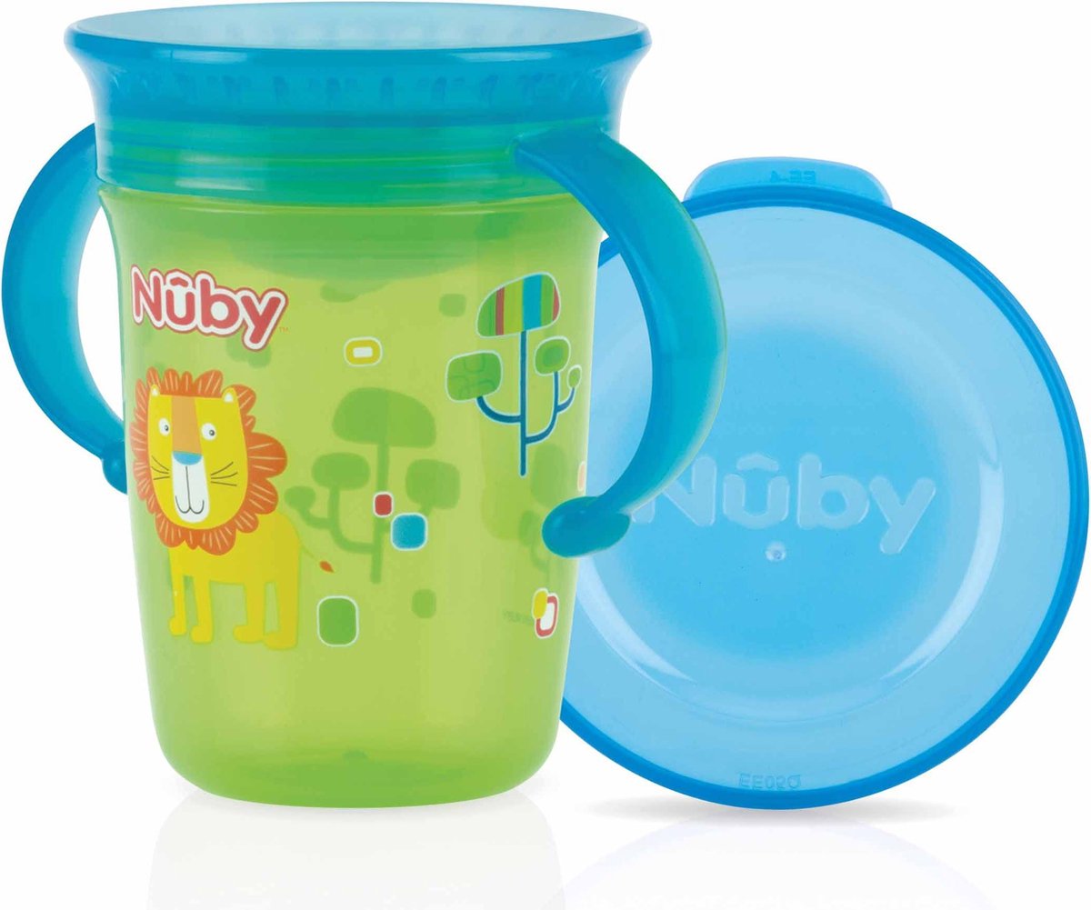 Nûby - Oefenbeker - 360° Wonder Cup met handvatten - 240ml - Groen - 6m+ |  bol.com