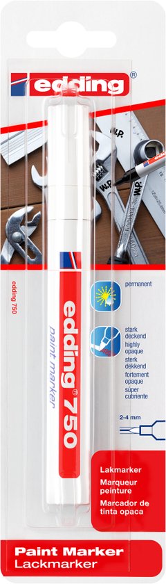 Edding 8055 Outdoor Paint Marker - White, 1-2mm Round Tip, Waterproof & High Coverage For Permanent Marking