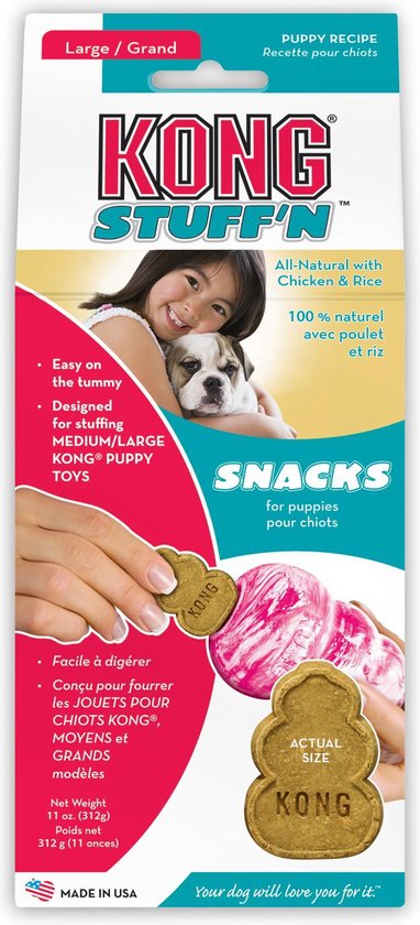 Kong Stuff 'N Snacks Puppy Hondensnack - Kip&Rijst - L