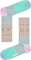Happy Socks Stripe Dots Block Sokken - Grijs/Pastel - Maat 41-46