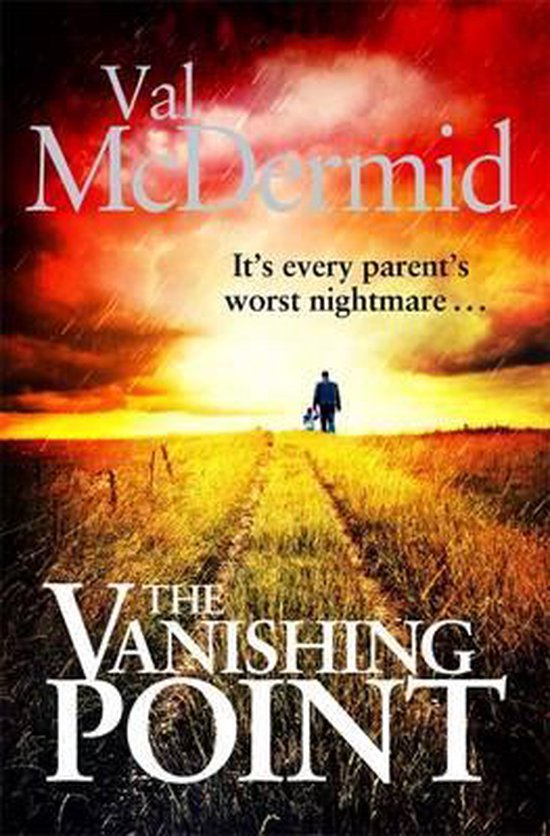 De omslag van het boek 'The Vanishing Point' met regen, een zonsondergang en een man met een kind.
