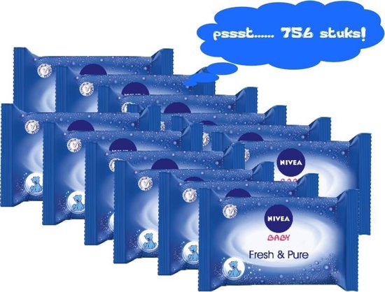 Nivea Baby Pure et Fresh 12 Paquets de 63 lingette nettoyante =756 lingettes change pour Bebe