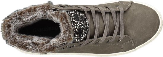 Graceland Dames Grijze halfhoge sneaker bont - Maat 37 | bol.com