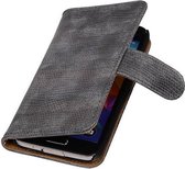 Hagedis Bookstyle Wallet Case Hoesje Geschikt voor Samsung Galaxy S5 mini G800F Grijs