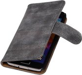 Mobieletelefoonhoesje.nl - Samsung Galaxy S5 Mini Hoesje Hagedis Bookstyle Grijs