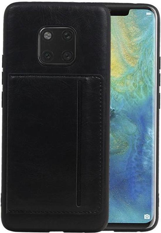 Zwart Staand Back Cover 1 Pasjes voor Huawei Mate 20 Pro