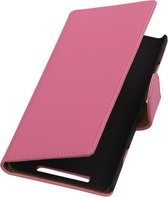 Roze Effen Booktype Nokia Lumia 620 Wallet Cover Hoesje