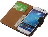 Mobieletelefoonhoesje - Samsung Galaxy S4 Mini Cover Hout Bookstyle Grijs