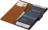 Washed Leer Bookstyle Wallet Case Hoesje - Geschikt voor Huawei Ascend G700 D.Blauw