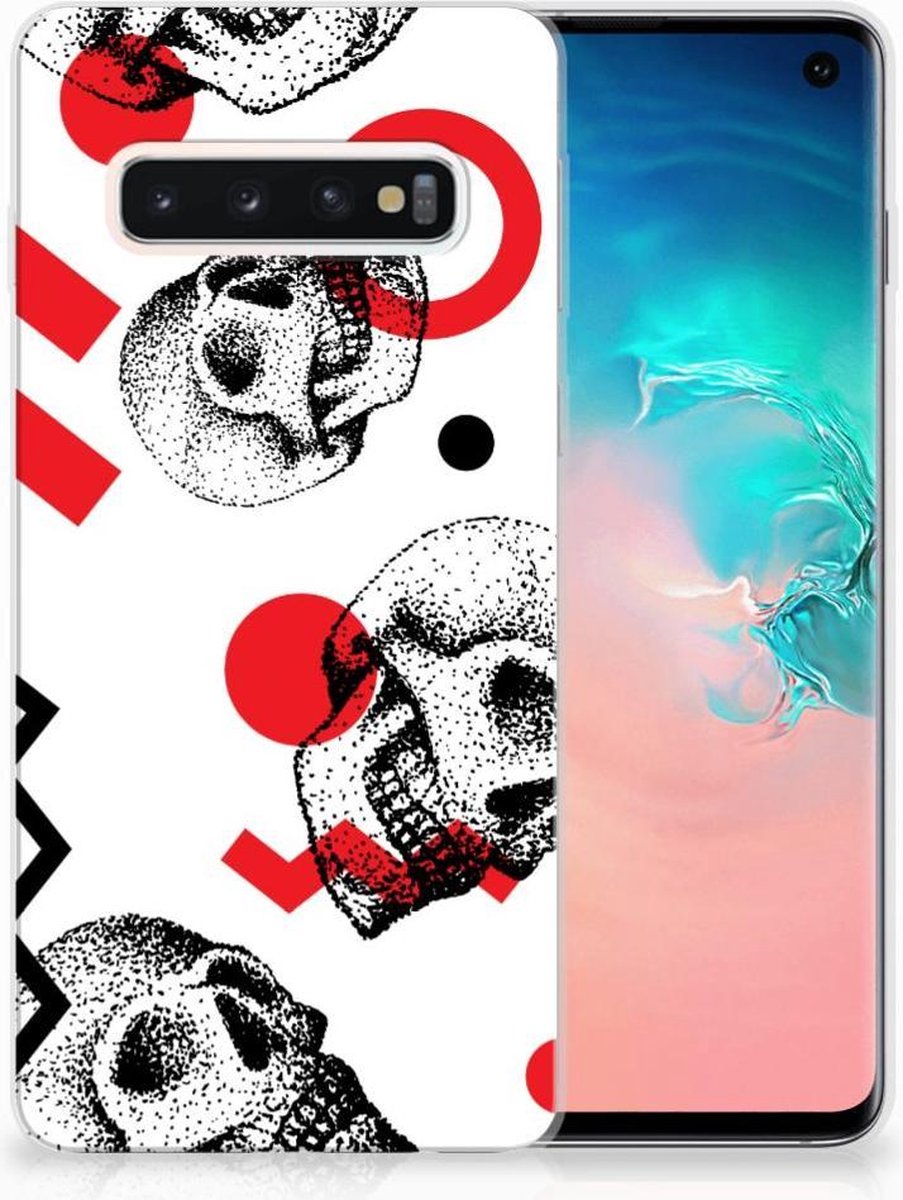 Silicone Back Case Samsung Galaxy S10 Skull Red