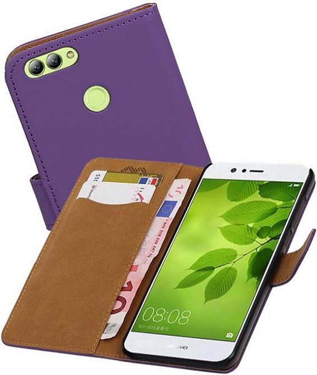 Bookstyle Wallet Case Hoesjes Geschikt voor Huawei Nova 2 Paars
