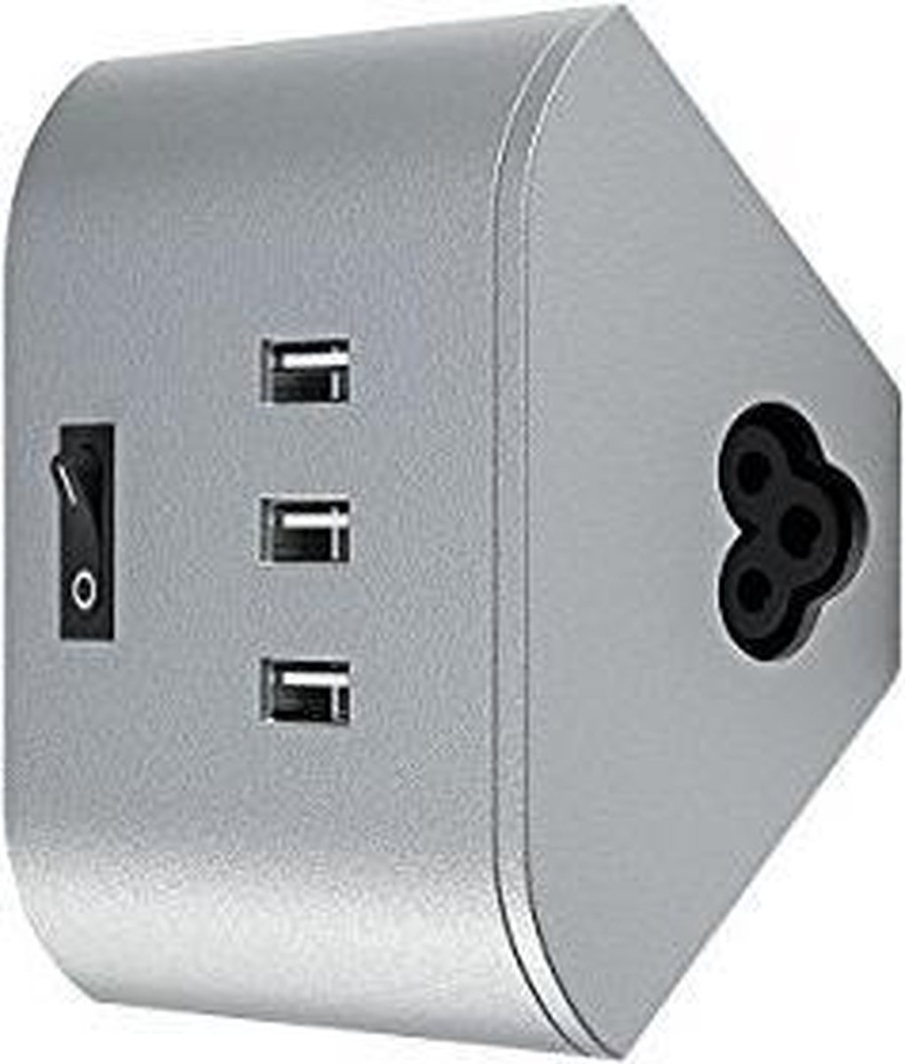 4058075818484 - 3 x USB A - USB 2.0 - Silver - Aluminium - 220 - 240 V - 50 Hz