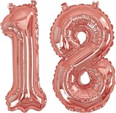 Neviti '18' jubileum cijfer folieballon - rosé goud - Set-1