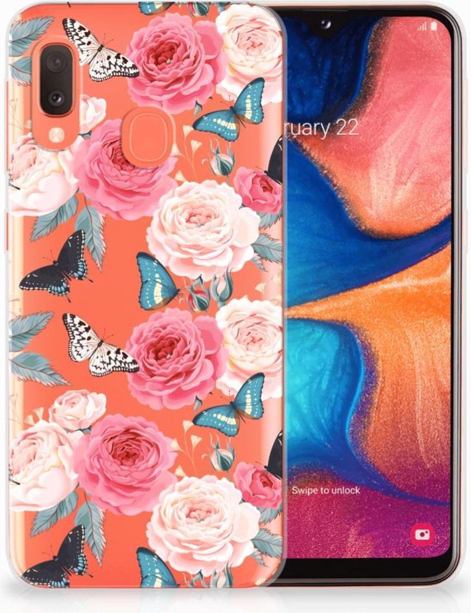 Samsung Galaxy A20e TPU Case Butterfly Roses