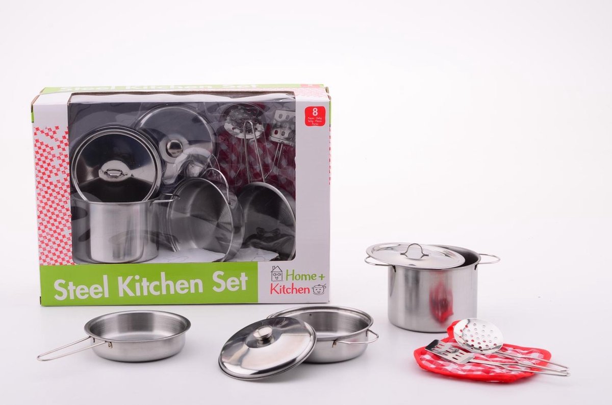 Home and Kitchen Stalen pannenset 8 delig