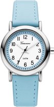 Garonne kinderhorloge 27 mm metaal-leder zilverkleurig-lichtblauw KV28Q467