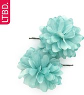LTBD Schuifspeld zilver bloem - aquamarine