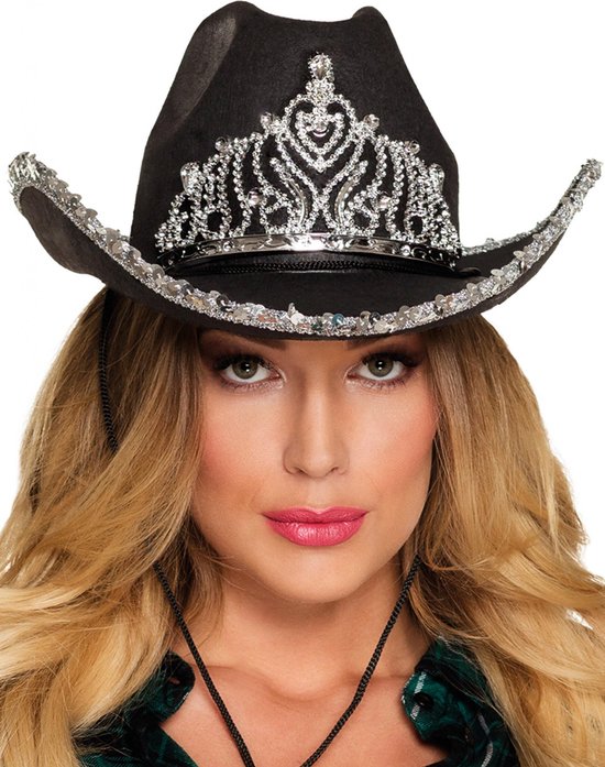 Chapeau de princesse cowboy noir pour femme - Coiffe habillée | bol