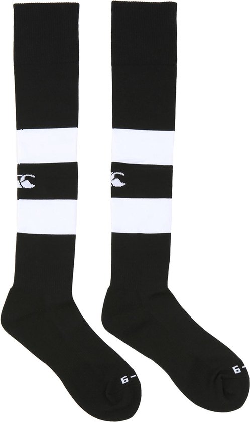 Chaussettes de sport Canterbury Hooped Playing Rugby - Taille 49 - Unisexe - Noir / Blanc / Rouge