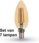 4W E14 Kaars - Super warm wit - (2200K) - Set van 7 stuks