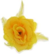 Feest decoratie/haarbloem geel 10 cm