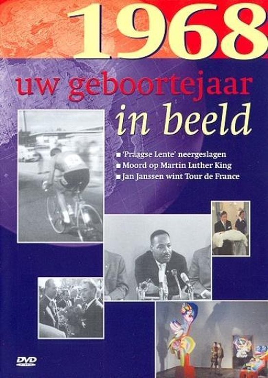 DVD hoes 1968: uw geboortejaar in beeld met foto's van de Praagse Lente, Martin Luther King en Jan Janssen.