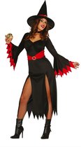 Guirca - Heks & Spider Lady & Voodoo & Duistere Religie Kostuum - Hitsige Heks - Vrouw - rood,zwart - Maat 42-44 - Halloween - Verkleedkleding