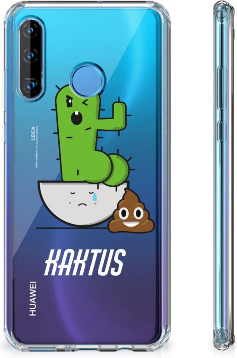 Huawei P30 Lite Stevig Bumper Hoesje Cactus Poo