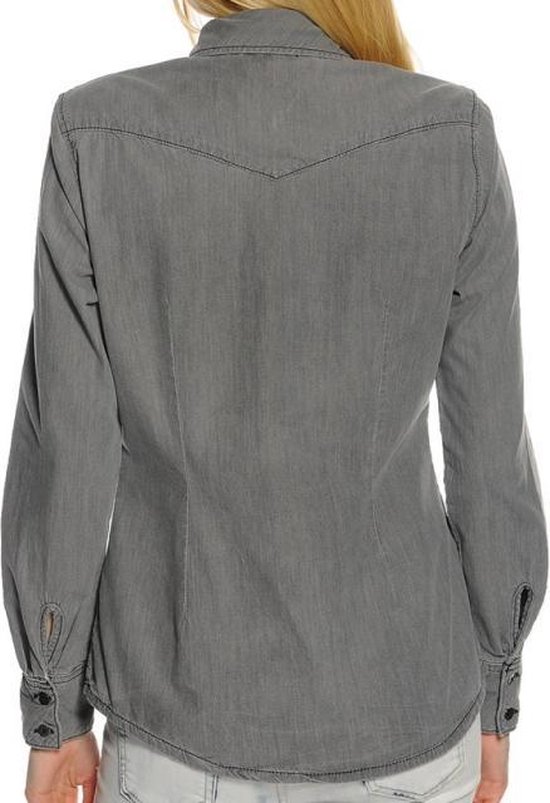 Tommy hilfiger grijze denim blouse VALT KLEINER - Maat 36 | bol.com