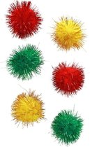 Pom Pom glitter 4 cm rood/geel/groen