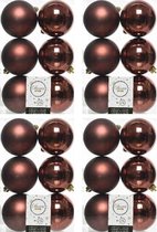 24x Mahonie bruine kunststof kerstballen 8 cm - Mat/glans - Onbreekbare plastic kerstballen - Kerstboomversiering roodbruin