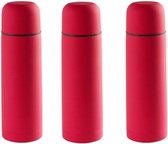 3x RVS thermosflessen/isoleerkannen 500 ml rood - Thermoskannen - Isolatiekannen