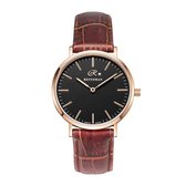 Waal 36mm Zwart/Rosegoud W00.2932DBBL Donker bruin Leer 36mm