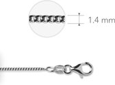 Jewels Inc. - Gourmet Ketting met Karabijnsluiting - 1.4mm Breed - Lengte 60cm - Gerhodineerd Zilver 925