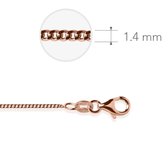 Jewels Inc. - Gourmet Ketting met Karabijnsluiting - 1.4mm Dik - Lengte 45cm - Roségoud Verguld Zilver 925